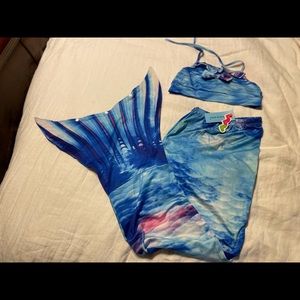 Sz 7/8 3 piece Mermaid bathing suit NWT